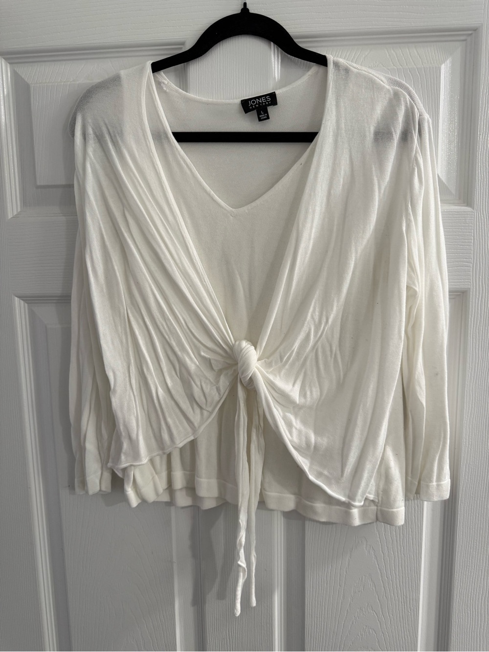 Jones New York Cream Tie-Front V-Neck Tunic